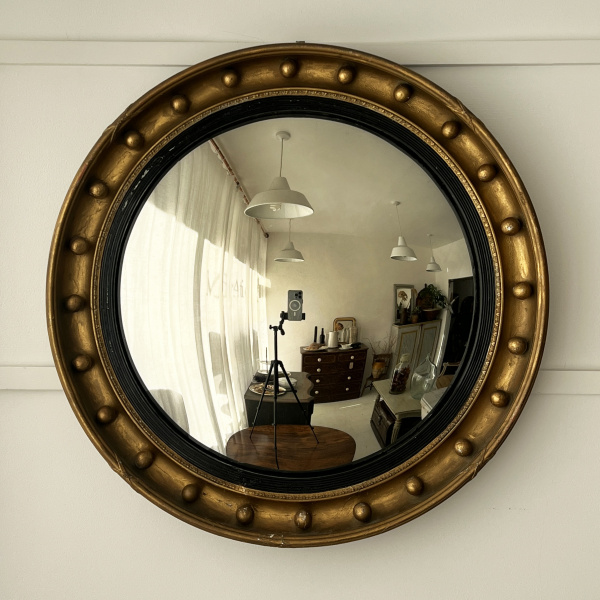 An early 20th century large Regency taste convex mirror  image