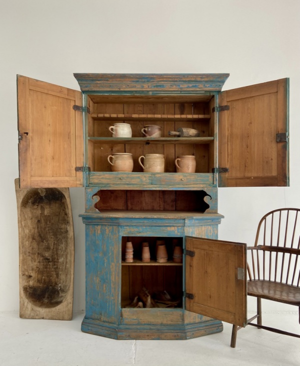 Swedish 19th Century folk cabinet 1853 with original paint image