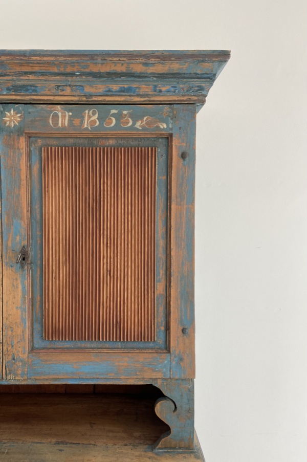 Swedish 19th Century folk cabinet 1853 with original paint image