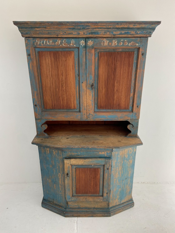 Swedish 19th Century folk cabinet 1853 with original paint image