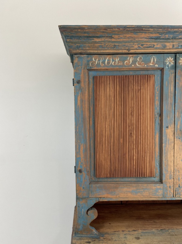 Swedish 19th Century folk cabinet 1853 with original paint image
