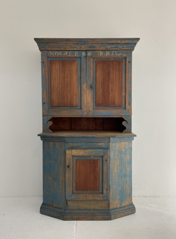 Swedish 19th Century folk cabinet 1853 with original paint image
