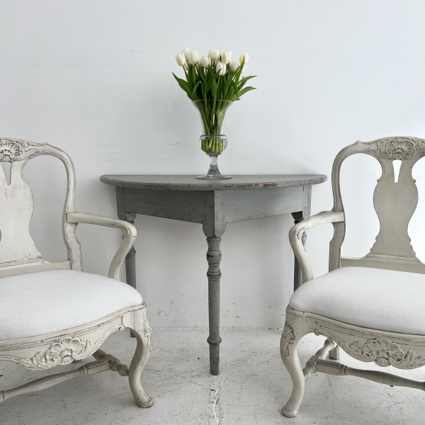 A Pair of White Swedish Rococo Style Armchairs image